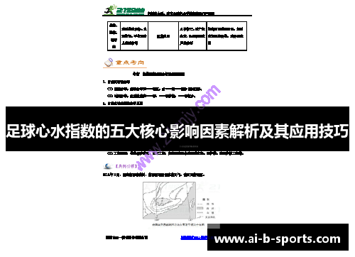 足球心水指数的五大核心影响因素解析及其应用技巧