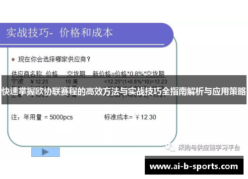 快速掌握欧协联赛程的高效方法与实战技巧全指南解析与应用策略 快速掌握欧协联赛程的高效方法与实战技巧全指南解析与应用策略