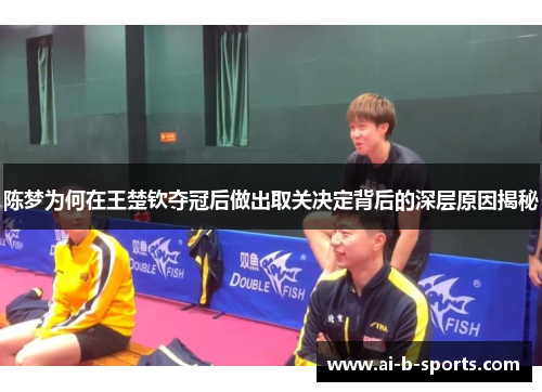 陈梦为何在王楚钦夺冠后做出取关决定背后的深层原因揭秘 陈梦为何在王楚钦夺冠后做出取关决定背后的深层原因揭秘